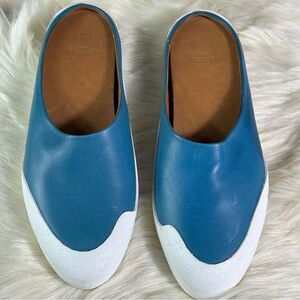 Coclico Blue and White Mules with Minimalist Design
